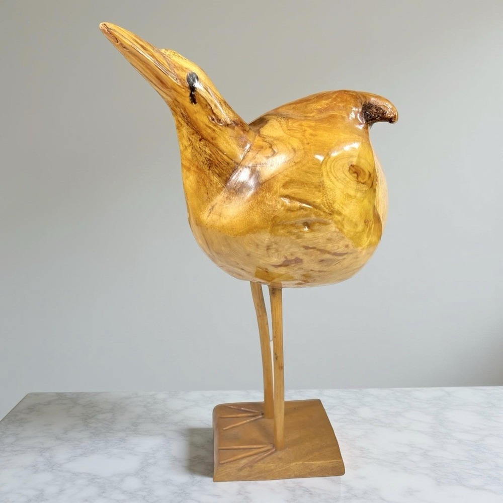 Vintage Burl Wood Sea Bird Figure Hand Carved‎ 9" Folk Art Knot Naturalism